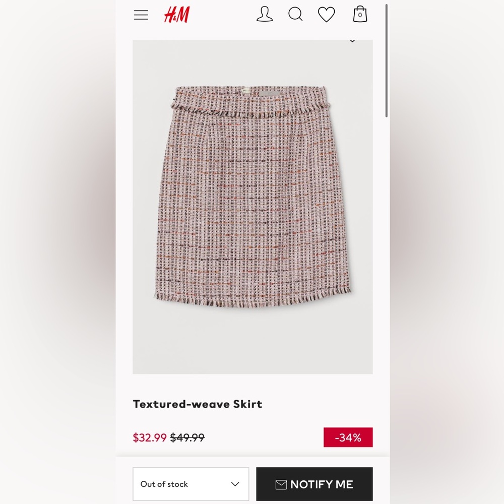 H&M Textured-weave Skirt